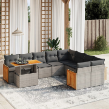 vidaXL 10 részes szürke polyrattan kerti ülőgarnitúra párnákkal kerti bútor