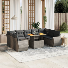 vidaXL 10 részes szürke polyrattan kerti ülőgarnitúra párnákkal kerti bútor