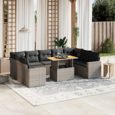vidaXL 10 részes szürke polyrattan kerti ülőgarnitúra párnákkal kerti bútor