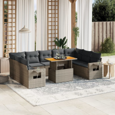 vidaXL 10 részes szürke polyrattan kerti ülőgarnitúra párnákkal kerti bútor