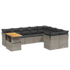 vidaXL 10 részes szürke polyrattan kerti ülőgarnitúra párnákkal kerti bútor