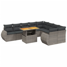 vidaXL 10 részes szürke polyrattan kerti ülőgarnitúra párnákkal kerti bútor
