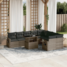 vidaXL 10 részes szürke polyrattan kerti ülőgarnitúra párnákkal kerti bútor