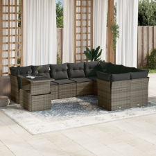 vidaXL 10 részes szürke polyrattan kerti ülőgarnitúra párnákkal kerti bútor