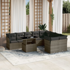 vidaXL 10 részes szürke polyrattan kerti ülőgarnitúra párnákkal kerti bútor