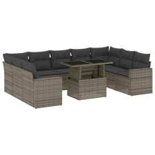 vidaXL 10 részes szürke polyrattan kerti ülőgarnitúra párnákkal kerti bútor