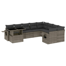 vidaXL 10 részes szürke polyrattan kerti ülőgarnitúra párnákkal kerti bútor