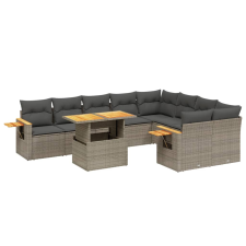 vidaXL 10 részes szürke polyrattan kerti ülőgarnitúra párnákkal kerti bútor