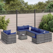 vidaXL 10 részes szürke polyrattan kerti ülőgarnitúra párnákkal kerti bútor