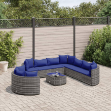 vidaXL 10 részes szürke polyrattan kerti ülőgarnitúra párnákkal kerti bútor