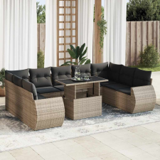 vidaXL 10 részes szürke polyrattan kerti ülőgarnitúra párnákkal kerti bútor