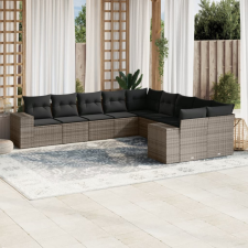 vidaXL 10 részes szürke polyrattan kerti ülőgarnitúra párnákkal kerti bútor