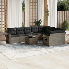 vidaXL 10 részes szürke polyrattan kerti ülőgarnitúra párnákkal kerti bútor