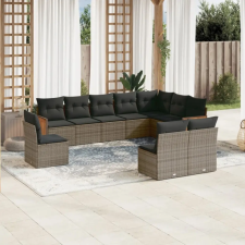 vidaXL 10 részes szürke polyrattan kerti ülőgarnitúra párnákkal kerti bútor