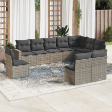 vidaXL 10 részes szürke polyrattan kerti ülőgarnitúra párnákkal kerti bútor