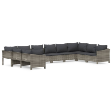 vidaXL 10 részes szürke polyrattan kerti ülőgarnitúra párnákkal (3187306) kerti bútor