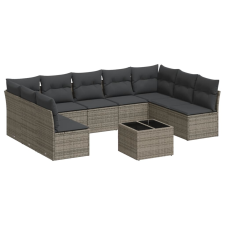 vidaXL 10 részes szürke polyrattan kerti ülőgarnitúra párnákkal (3218080) kerti bútor