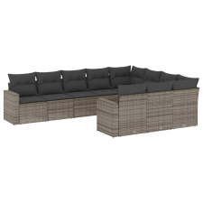 vidaXL 10 részes szürke polyrattan kerti ülőgarnitúra párnákkal (3219480) kerti bútor