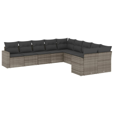 vidaXL 10 részes szürke polyrattan kerti ülőgarnitúra párnákkal (3219500) kerti bútor