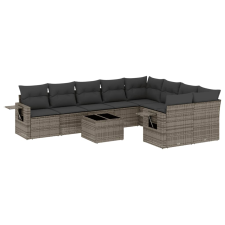 vidaXL 10 részes szürke polyrattan kerti ülőgarnitúra párnákkal (3220649) kerti bútor