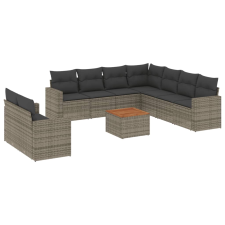 vidaXL 10 részes szürke polyrattan kerti ülőgarnitúra párnákkal (3224191) kerti bútor