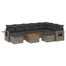 vidaXL 10 részes szürke polyrattan kerti ülőgarnitúra párnákkal (3224849) kerti bútor