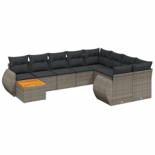 vidaXL 10 részes szürke polyrattan kerti ülőgarnitúra párnákkal (3225171) kerti bútor