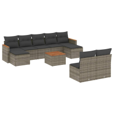 vidaXL 10 részes szürke polyrattan kerti ülőgarnitúra párnákkal (3226382) kerti bútor