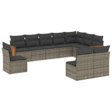vidaXL 10 részes szürke polyrattan kerti ülőgarnitúra párnákkal (3227754) kerti bútor