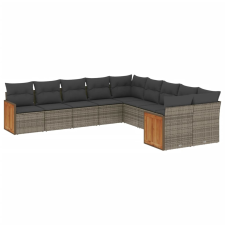 vidaXL 10 részes szürke polyrattan kerti ülőgarnitúra párnákkal (3228034) kerti bútor