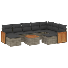 vidaXL 10 részes szürke polyrattan kerti ülőgarnitúra párnákkal (3228230) kerti bútor