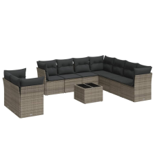 vidaXL 10 részes szürke polyrattan kerti ülőgarnitúra párnákkal (3249689) kerti bútor