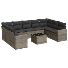 vidaXL 10 részes szürke polyrattan kerti ülőgarnitúra párnákkal (3251747) kerti bútor