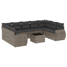 vidaXL 10 részes szürke polyrattan kerti ülőgarnitúra párnákkal (3254147) kerti bútor