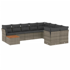 vidaXL 10 részes szürke polyrattan kerti ülőgarnitúra párnákkal (3256158) kerti bútor