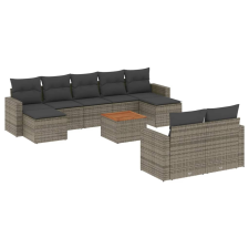 vidaXL 10 részes szürke polyrattan kerti ülőgarnitúra párnákkal (3256669) kerti bútor