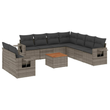 vidaXL 10 részes szürke polyrattan kerti ülőgarnitúra párnákkal (3256963) kerti bútor