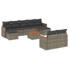 vidaXL 10 részes szürke polyrattan kerti ülőgarnitúra párnákkal (3258812) kerti bútor