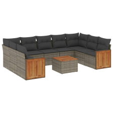 vidaXL 10 részes szürke polyrattan kerti ülőgarnitúra párnákkal (3260366) kerti bútor