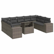 vidaXL 10 részes szürke polyrattan kerti ülőgarnitúra párnákkal (3326861) kerti bútor
