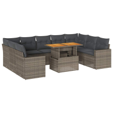 vidaXL 10 részes szürke polyrattan kerti ülőgarnitúra párnákkal (3327084) kerti bútor