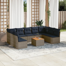 vidaXL 10 részes szürke polyrattan kerti ülőgarnitúra párnával kerti bútor
