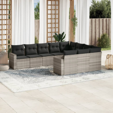 vidaXL 10 részes világosszürke polyrattan kerti ülőgarnitúra párnákkal kerti bútor