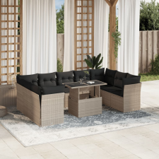 vidaXL 10 részes világosszürke polyrattan kerti ülőgarnitúra párnákkal kerti bútor