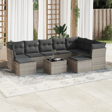 vidaXL 10 részes világosszürke polyrattan kerti ülőgarnitúra párnákkal kerti bútor
