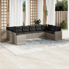 vidaXL 10 részes világosszürke polyrattan kerti ülőgarnitúra párnákkal kerti bútor