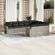 vidaXL 10 részes világosszürke polyrattan kerti ülőgarnitúra párnákkal kerti bútor