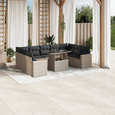 vidaXL 10 részes világosszürke polyrattan kerti ülőgarnitúra párnákkal kerti bútor