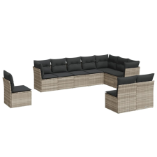 vidaXL 10 részes világosszürke polyrattan kerti ülőgarnitúra párnákkal (3217802) kerti bútor
