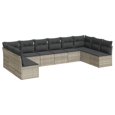 vidaXL 10 részes világosszürke polyrattan kerti ülőgarnitúra párnákkal (3218092) kerti bútor